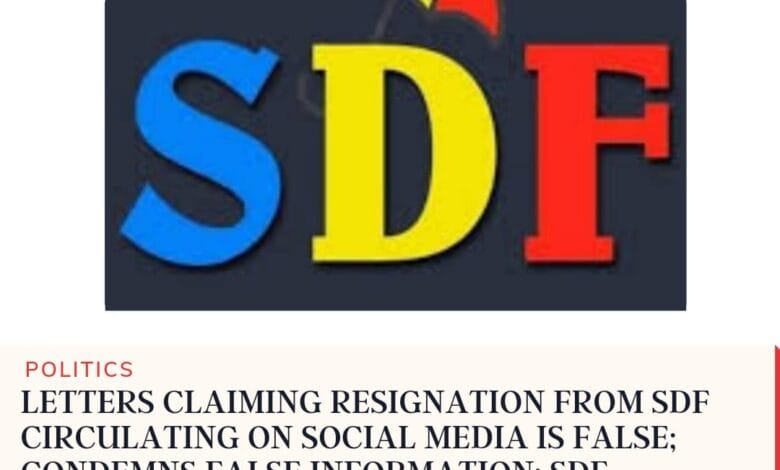 Letters claiming resignation from SDF circulating on social media is false: SDF 1 IMG 20220214 WA0056 Sikkim Breaking News | Trending News
