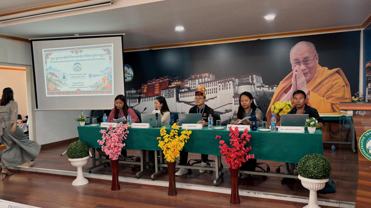 Tenzin Nyima Bhutia (second from right) with fellow panellists during a session at the Eighth Young Indian Scholars’ Conference on Tibetan Studies, Dharamshala.
