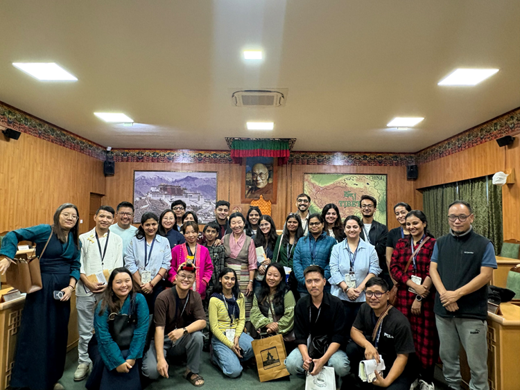Delegates pose at the Tibetan Parliament-in-Exile, CTA, during an excursion arranged by the Tibet Policy Institute.